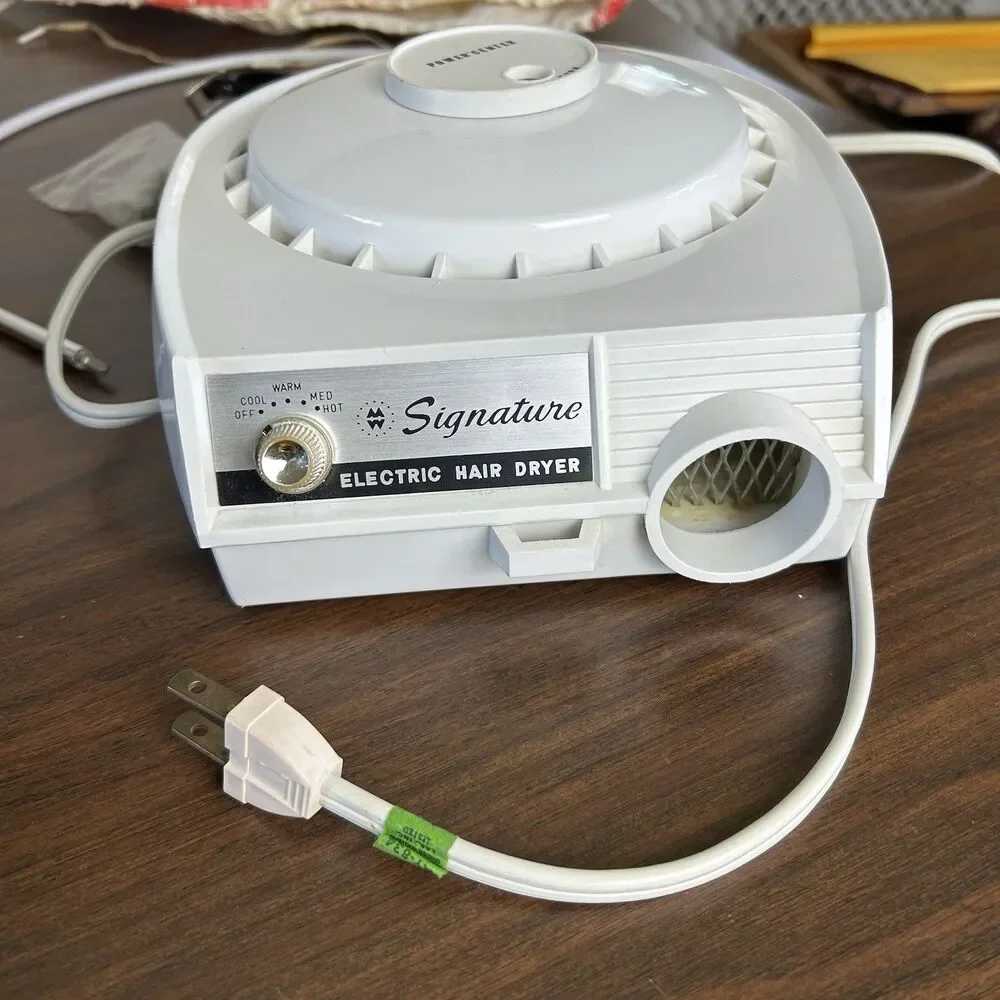 Vintage Signature Portable Electric Hair Dryer With Hat Box - Tested/Works Japan